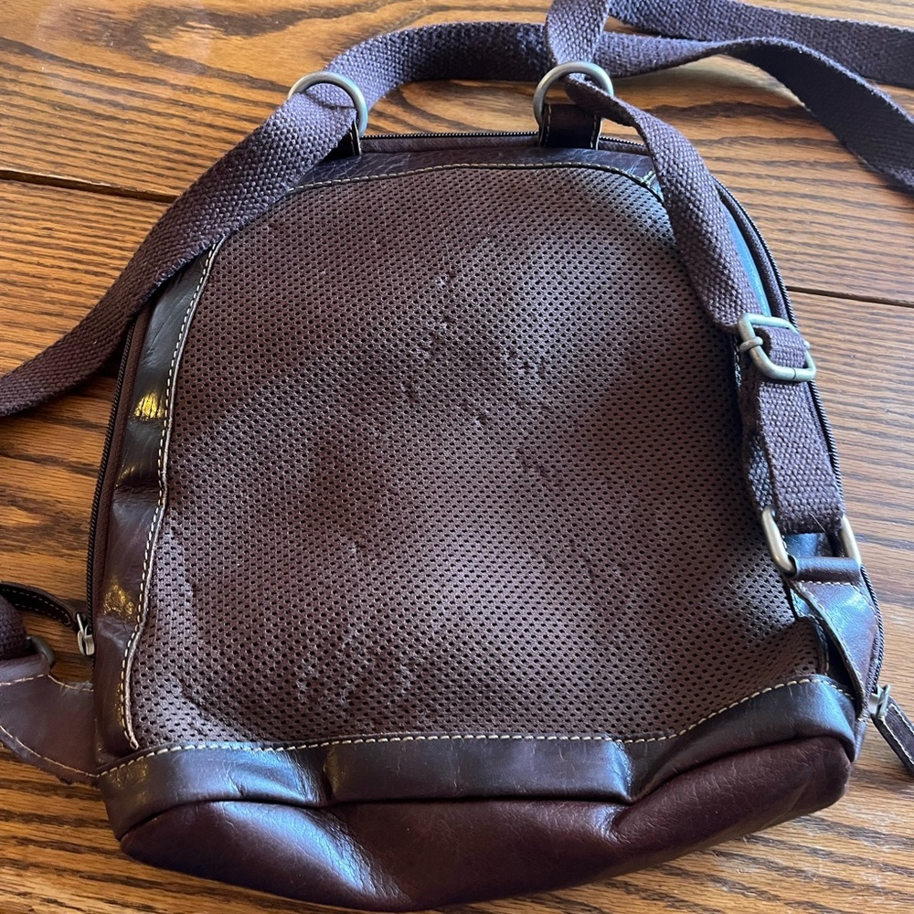 Jack Georges Dark BrownVoyager Leather Travel Convertible Backpack/Crossbody Bag - Picture 12 of 14